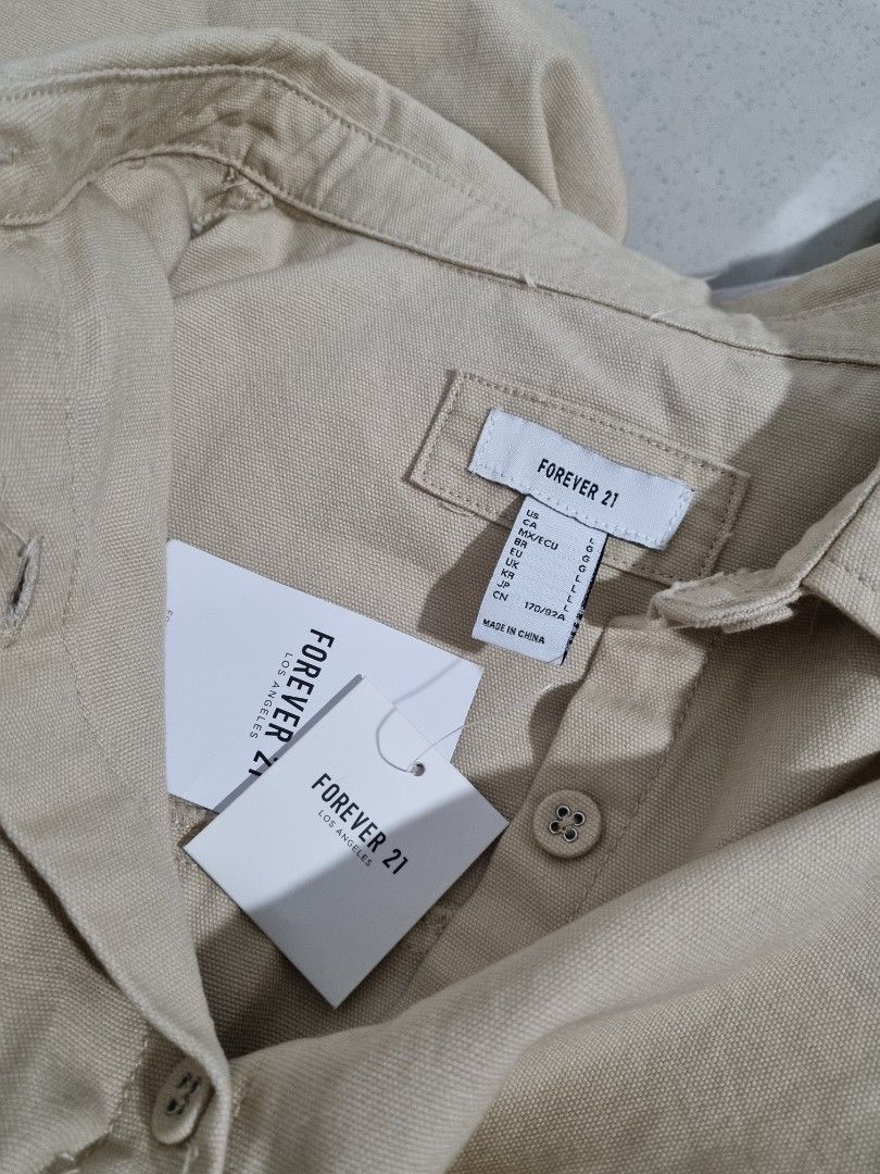 Forever 21 mini twill shirt dress Tan Women s Fashion Dresses