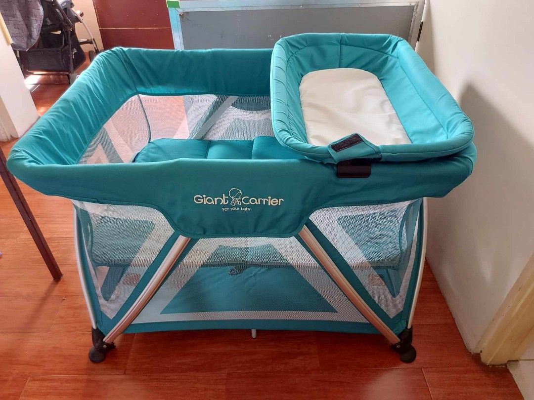Giant Carrier Crib Playpen (Category: Cots & Cribs) located in Quezon City. Submitted by gailerica (Listing ID 1282358071, Image 1). Description: For Sale Giant Carrier Playpen, can be used as crib as well. Complete attachments, with box. Bought for 8K selling for only Php 4500 RFS: outgrown (baby is 2yrs old already) Pick up location: North Olympus, Caloocan City.