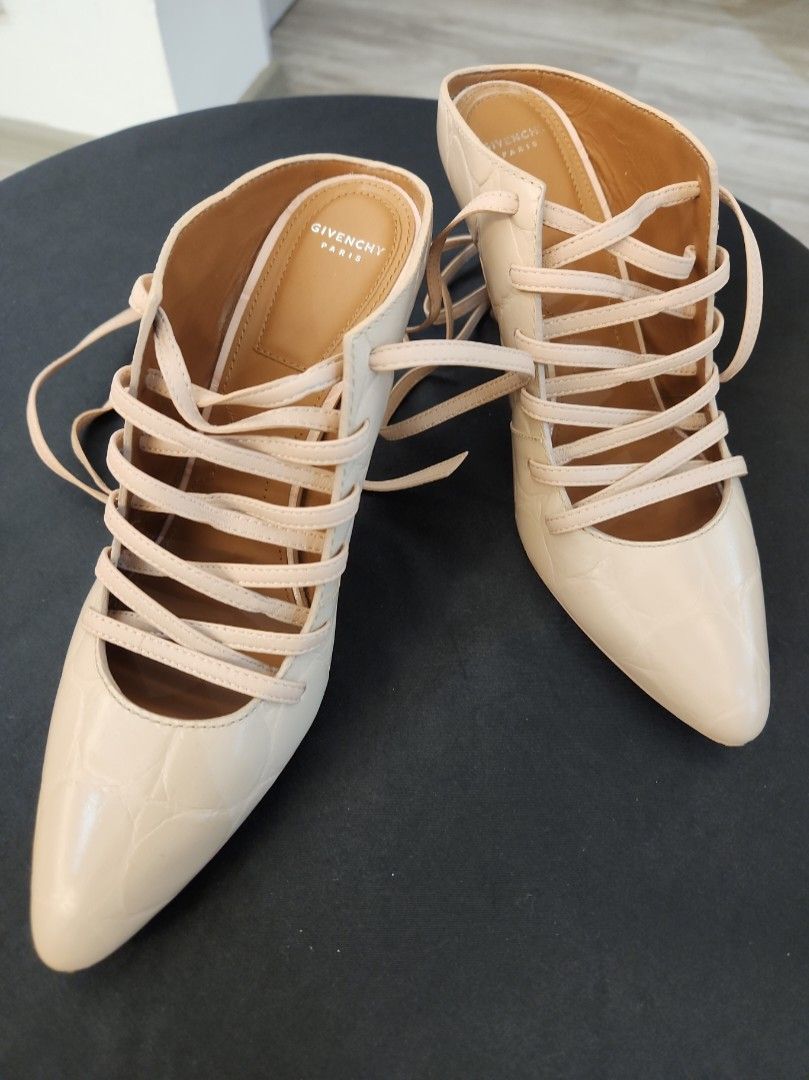 Givenchy Blush Croc Embossed Lace Up Heels Women s Fashion
