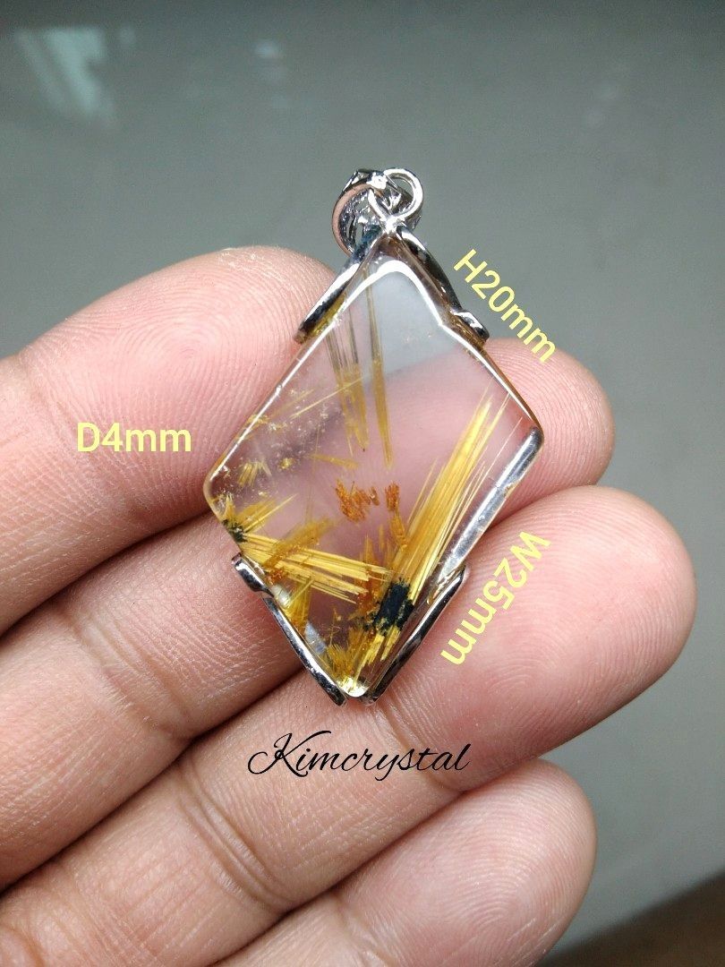 Golden Rutilated Quartz Pendant Women s Fashion