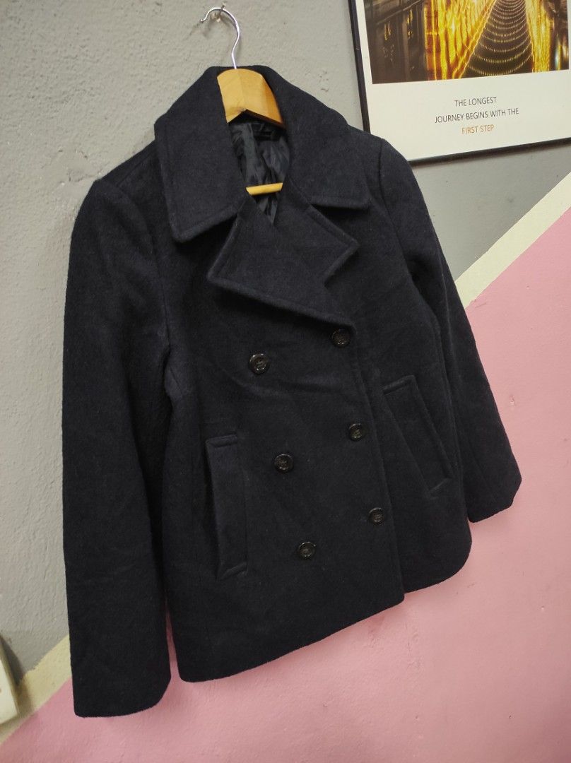 gu ut uniqlo plain double breasted wool coat jacket sweater