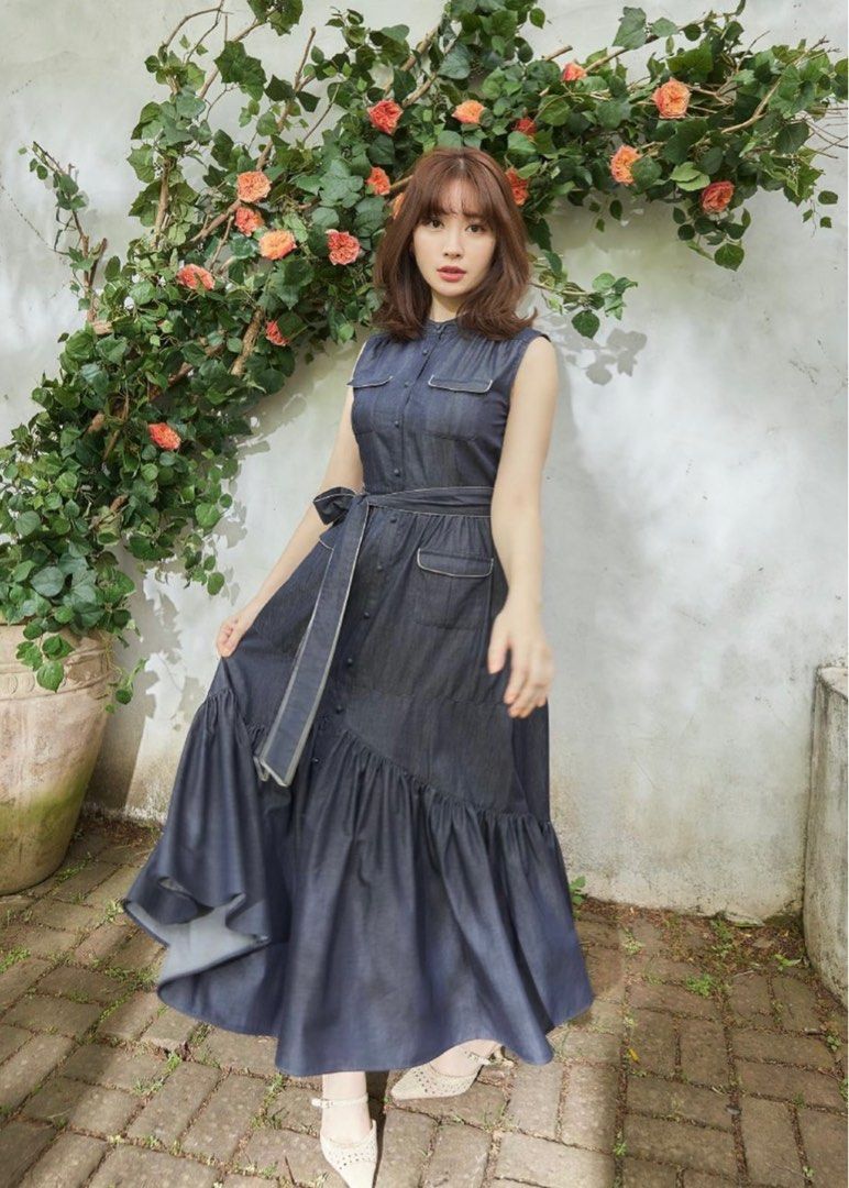 Herlipto Marseille Belted Denim Dress