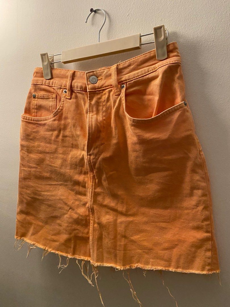 H M Distressed Denim Mini Skirt Women s Fashion Bottoms Skirts
