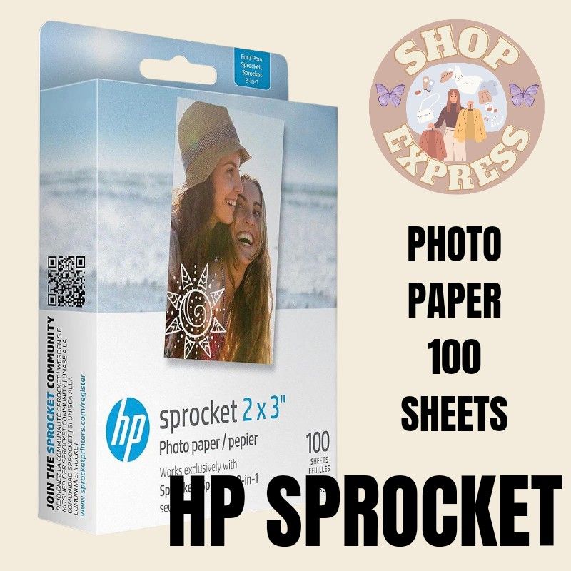 HP Sprocket 2x3 Premium Zink Sticky Back Photo Paper (100 Sheets)  Compatible with HP Sprocket Photo Printers, Original Version.