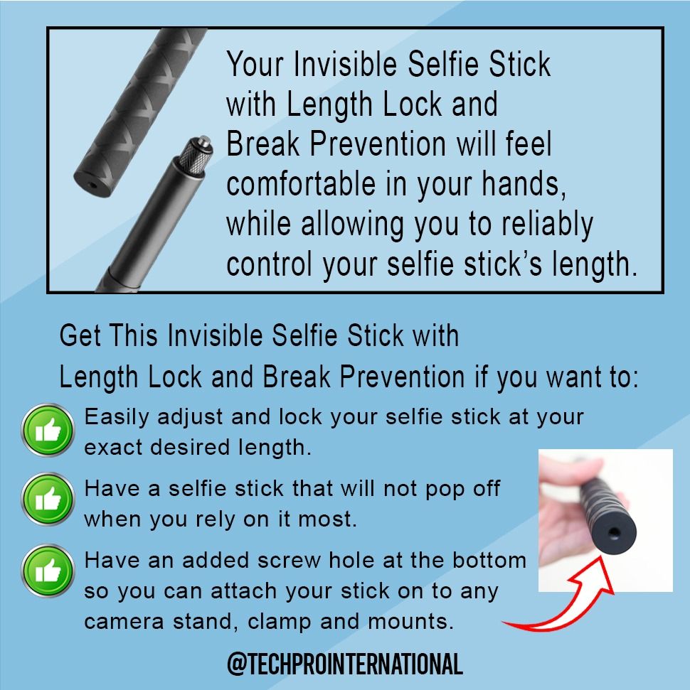 Invisible Selfie Stick With Length Lock And Break Prevention ...