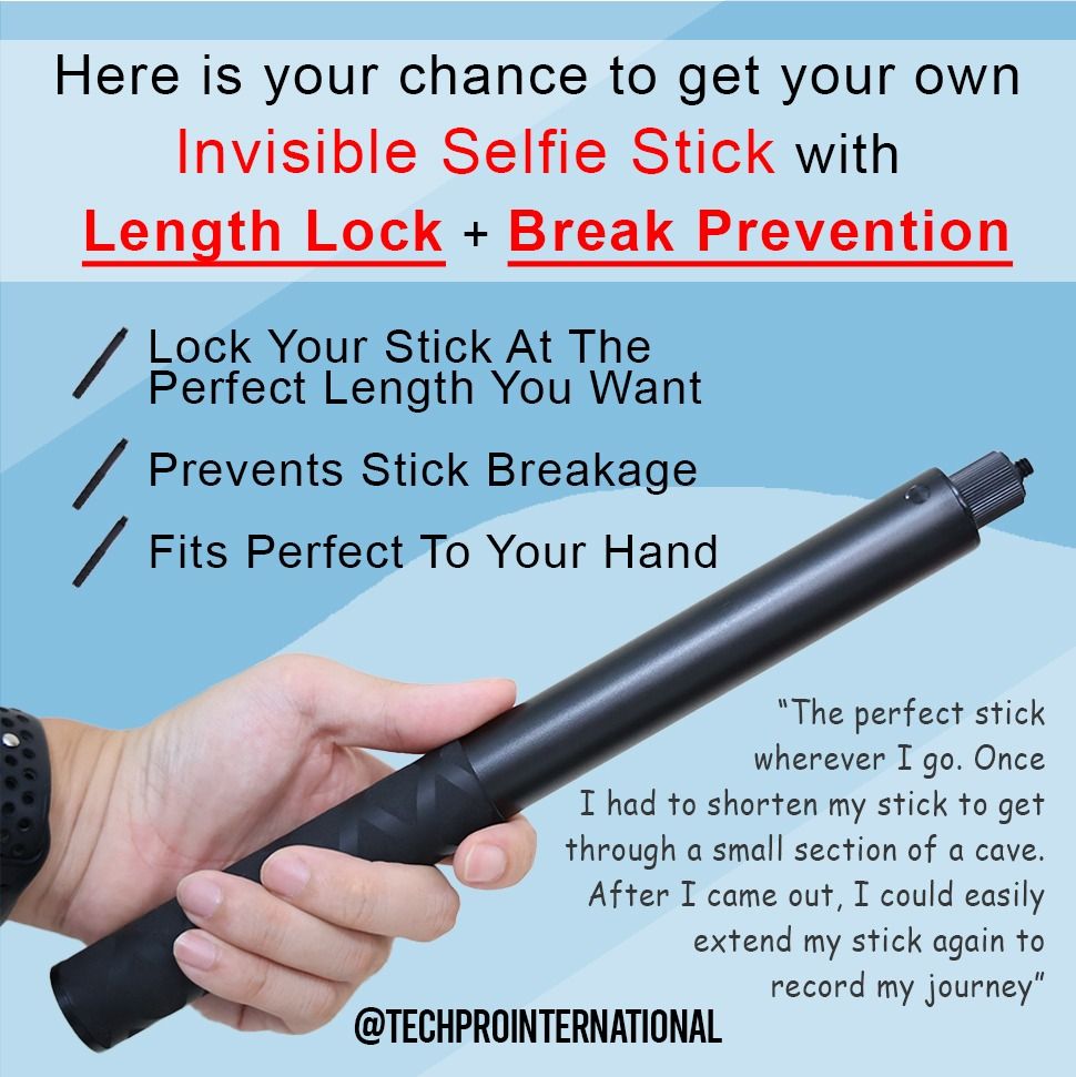 Invisible Selfie Stick With Length Lock And Break Prevention ...