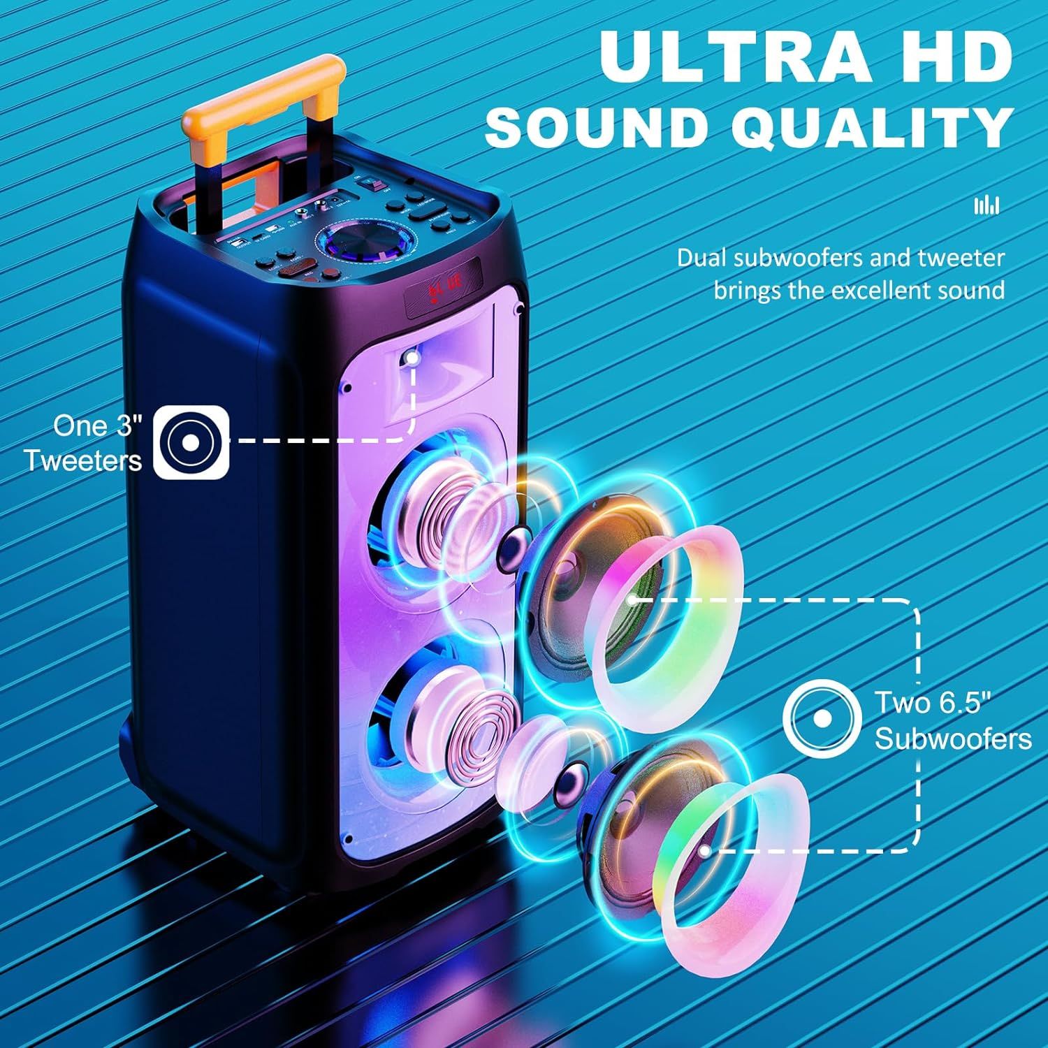 JYX Karaoke Machine with 2 Wireless Microphones, Portable Bluetooth ...