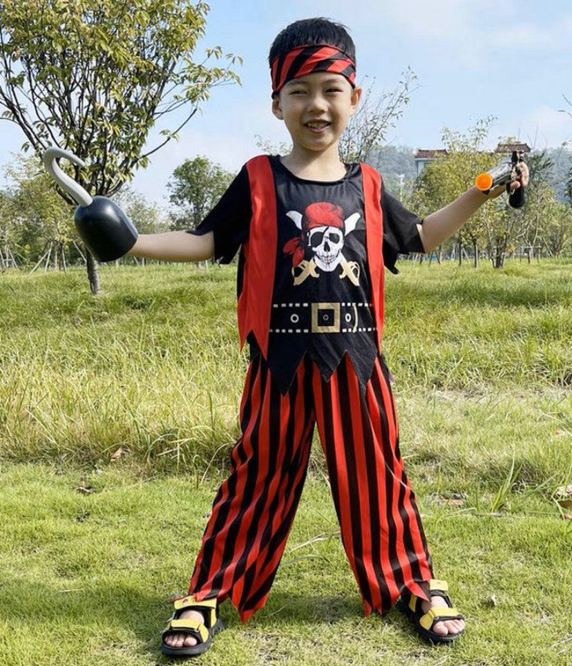 Kids Pirate Cosplay Costumes Children Fantasia Masquerade Fancy Dress for Hallowen Party KH29
