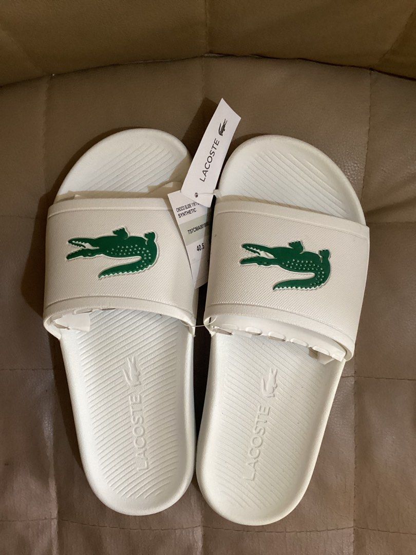 LACOSTE Mens Crocodile Synthetic Slides Men s Fashion Footwear