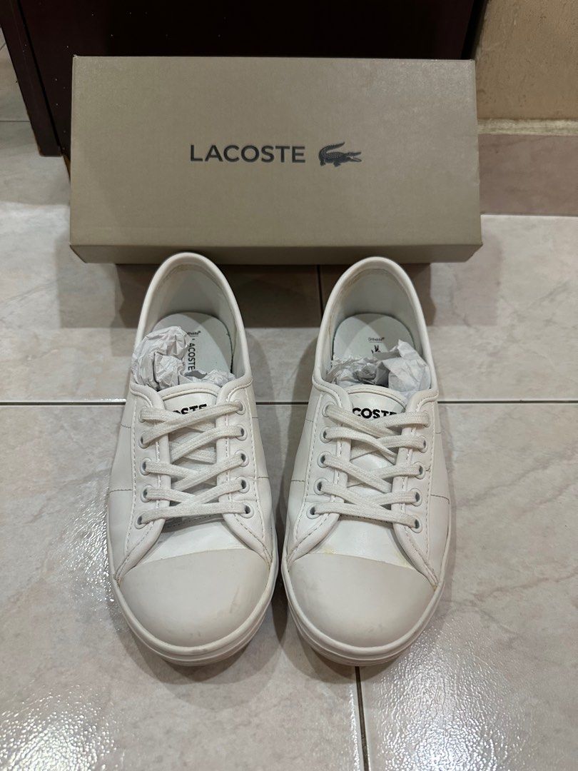 White leather lacoste new arrivals shoes womens