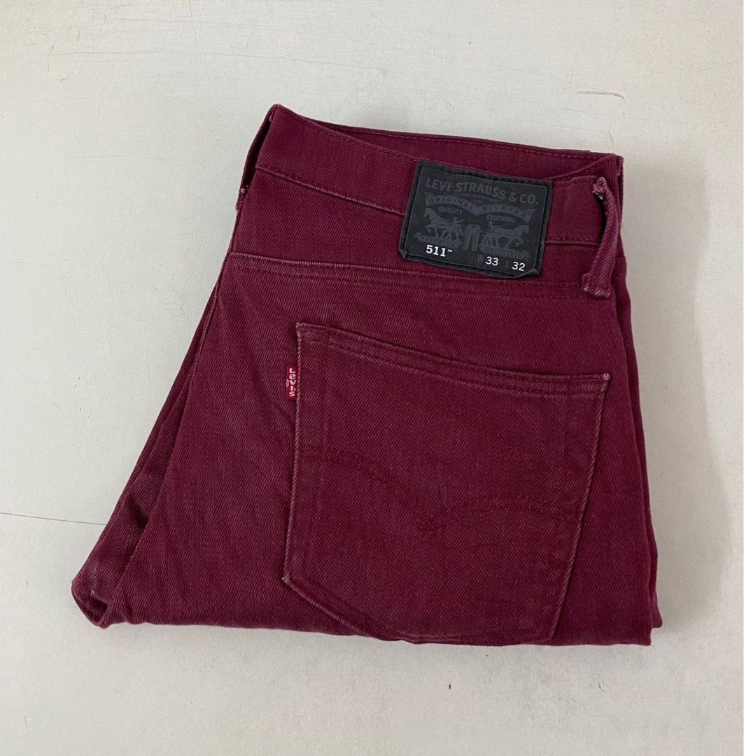Levis 511 burgundy jeans hot sale