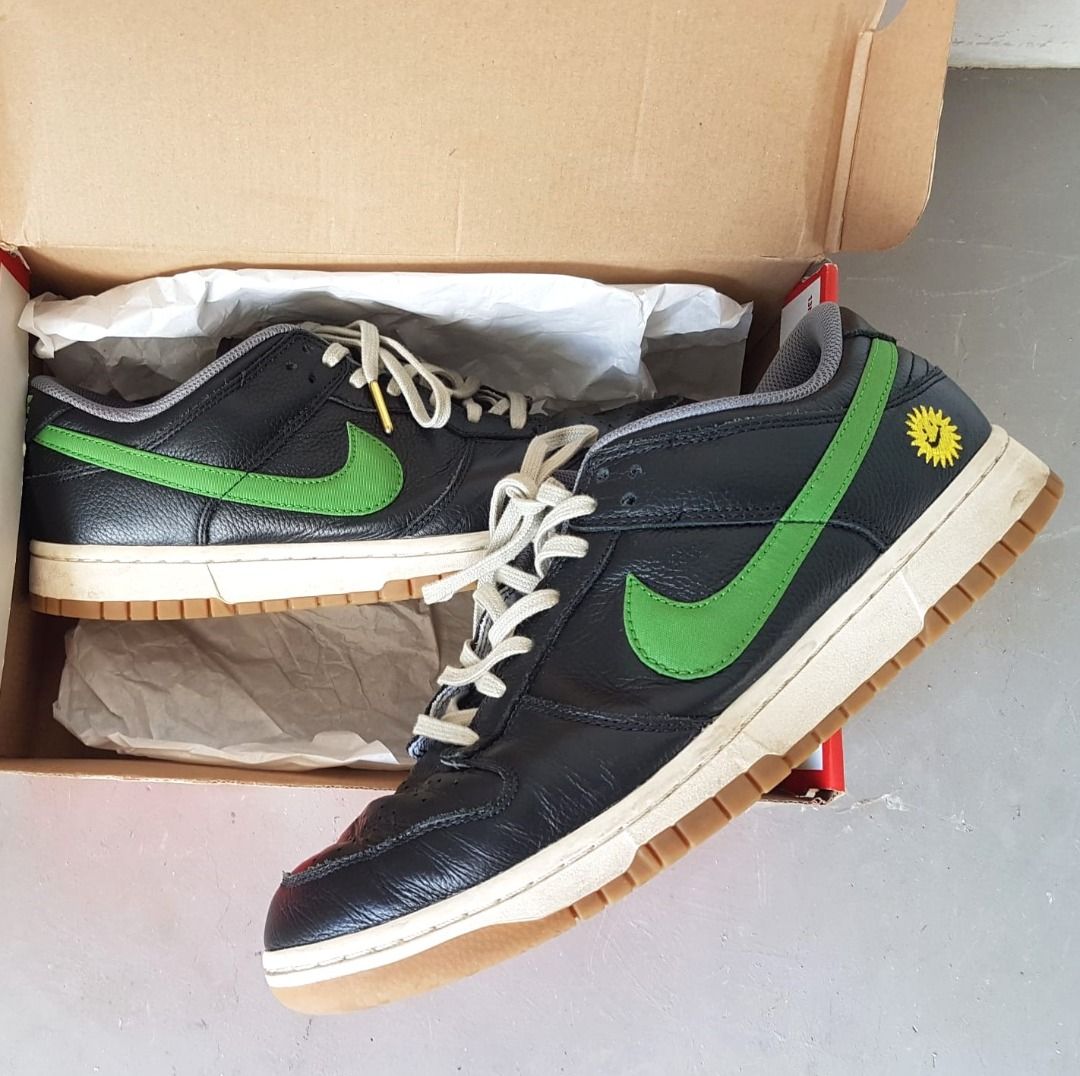 Limited Edition Nike Dunk Low Customized with Smiley Face US 11 UK 10 EU 45 Leather Shoes Green Nike Logo Nike Designer Sneakers Original