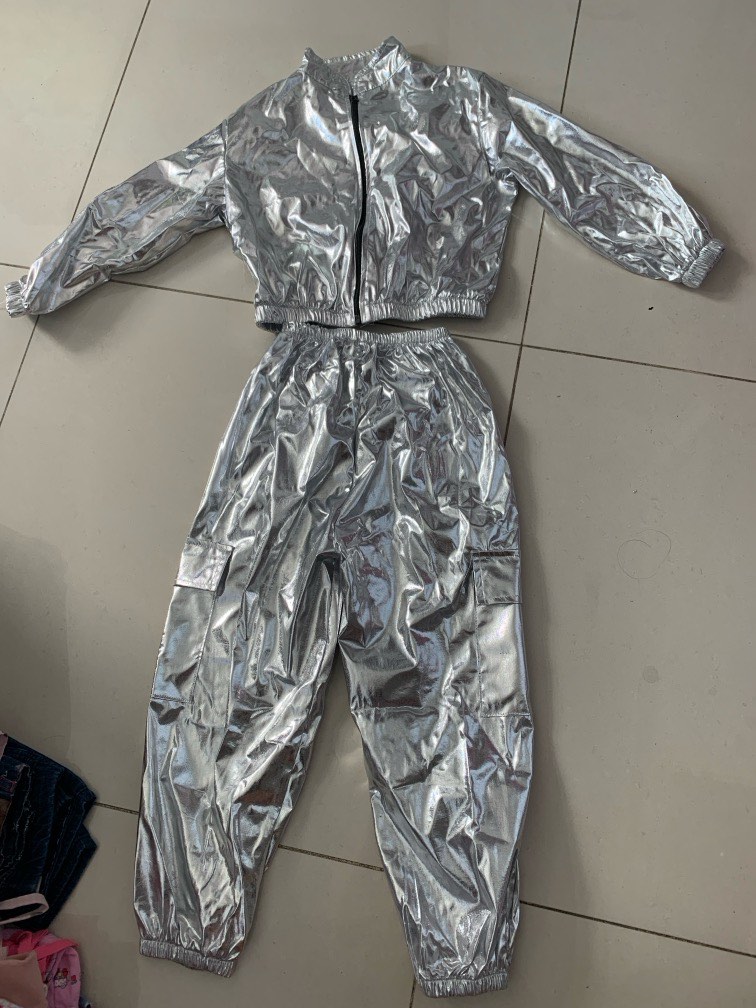 Metallic cheap silver tracksuit