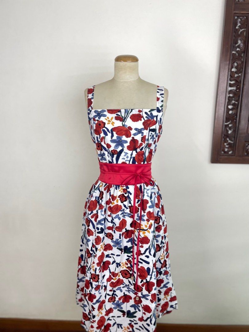 Midi Dress Red Floral Midi Dress Women s Fashion Dresses