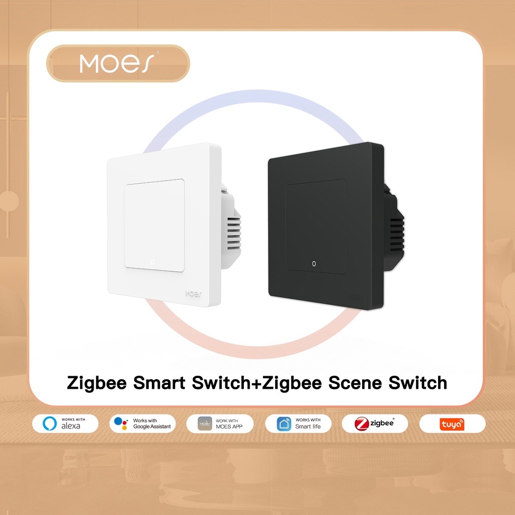 MOES ZigBee Smart Wireless Self-Powered Scene Switch No Battery No Wiring  APP