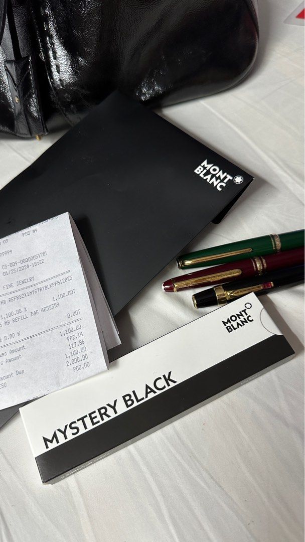 Mont Blanc Montblanc rollerball refill O110 (Category: Stationery & School Supplies) located in Makati City. Submitted by cheekypinkie (Listing ID 1282364502, Image 1). Description: Montblanc Mont Blanc Rollerball refill Medium point 0.7mm O110 which can fit Montblanc Generation pens. See photo 5, that is my MB generation pen. Purchased on January 25, 2024 only. A pair costs 1100 PHP. Selling for 500. No low ball offers. Price is fixed. Buyer pay