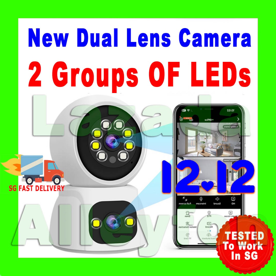 New Stock Dual Lens dual screens CCTV Indoor WIFI CAM IP CAM 3MP 2K ...