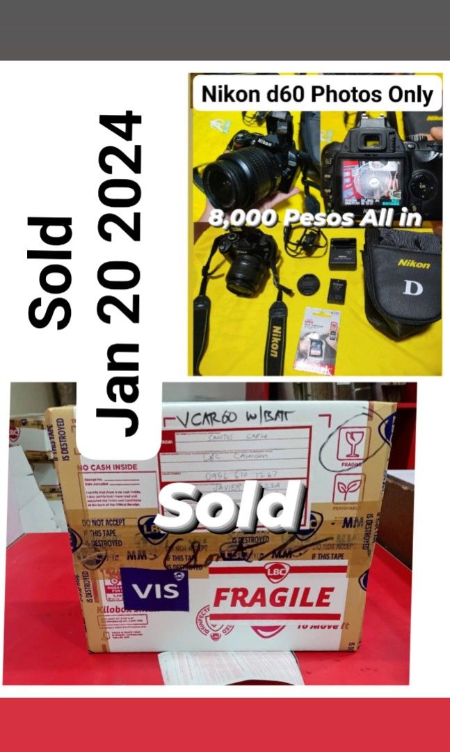 nikon d60 (Category: Cameras) located in Caloocan City. Submitted by mr.carlo_dslr_laptop (Listing ID 1279377246, Image 1). Description: Nikon d60 For Photos Only Complete Set Ready to use For Photos only My Fungus lang sa screen No effect sa Image Output Lcd is white ( No Vignette) 8,000 CASH for last price 8k Monumento Caloocan Meet COP / COD LBC Lalamove kung sure buyer na Payment First Gcash BDo BPi Take All nasa Photos!!! pm lang eto na Budg