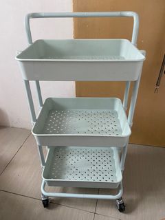 No Screw 3-Tier Kitchen Utility Trolley Cart Shelf Organizer with Wheels and Handle
