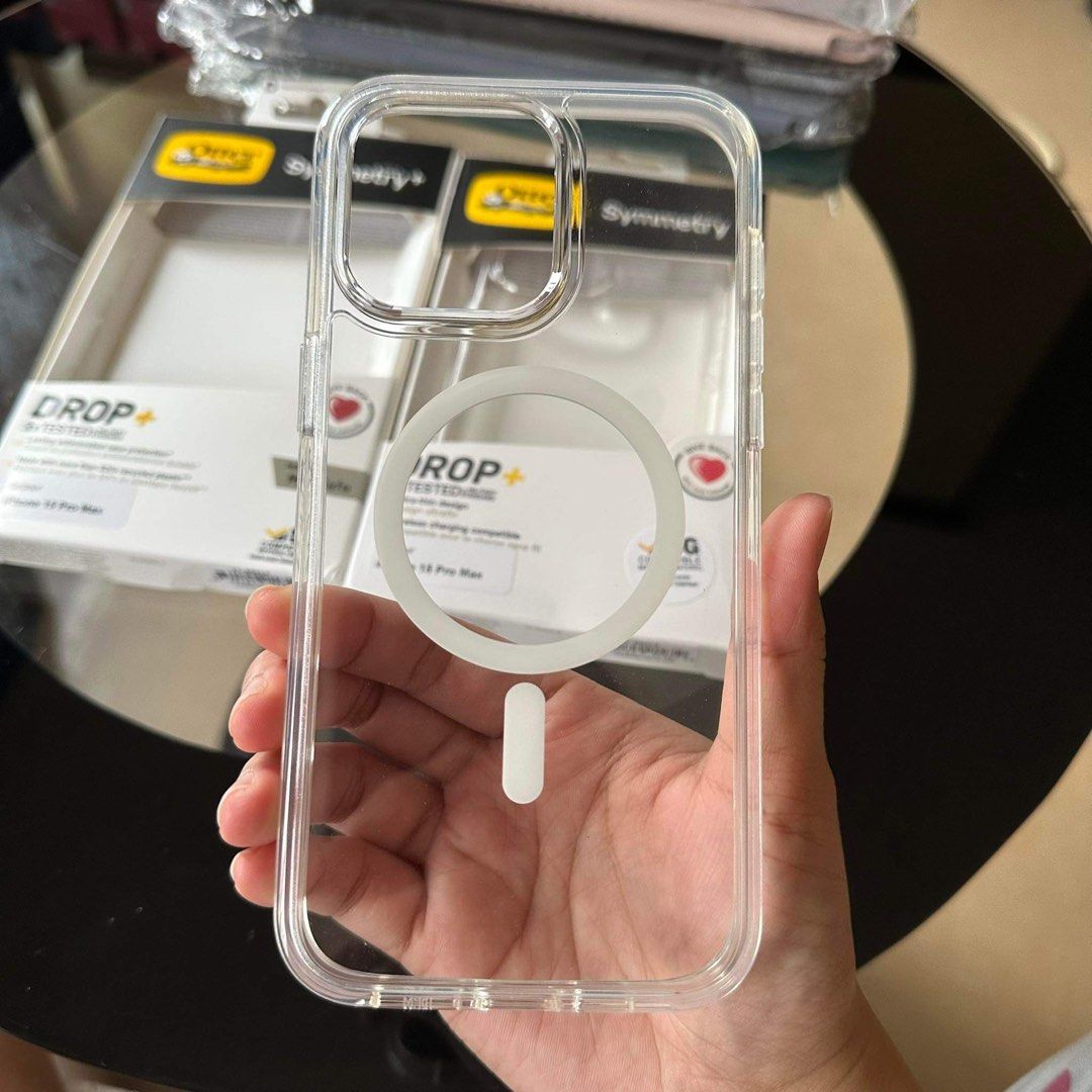 OTTERBOX SYMMETRY CLEAR MAGSAFE CASE iPhone 15 Pro Max (Category: Cases & Sleeves) located in Quezon City. Submitted by rcstny (Listing ID 1282196002, Image 3). Description: RESTOCKED! OTTERBOX SYMMETRY CLEAR MAGSAFE CASE iPhone 15 Pro Max Clear Case - 3x drop tested to military standard - Lasting antimicrobial case protection - Made with more than 50% recycled plastic ₱700 Magsafe Clear Case - 3x drop tested to military standard - wireless charg
