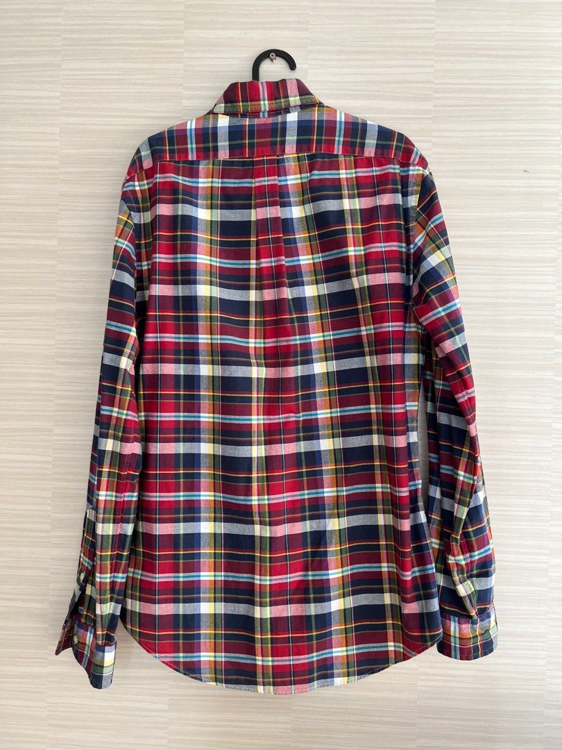Polo Ralph Lauren Long Sleeve Shirt Button Down Red Navy Yellow