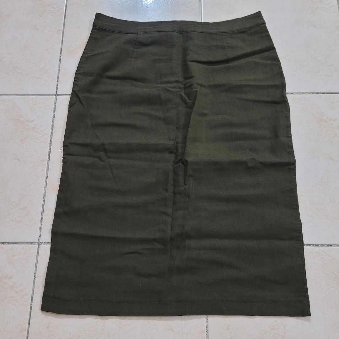 Dark army green pencil skirt discount