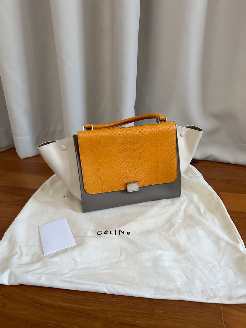 Rare Celine Trapeze python flap Medium