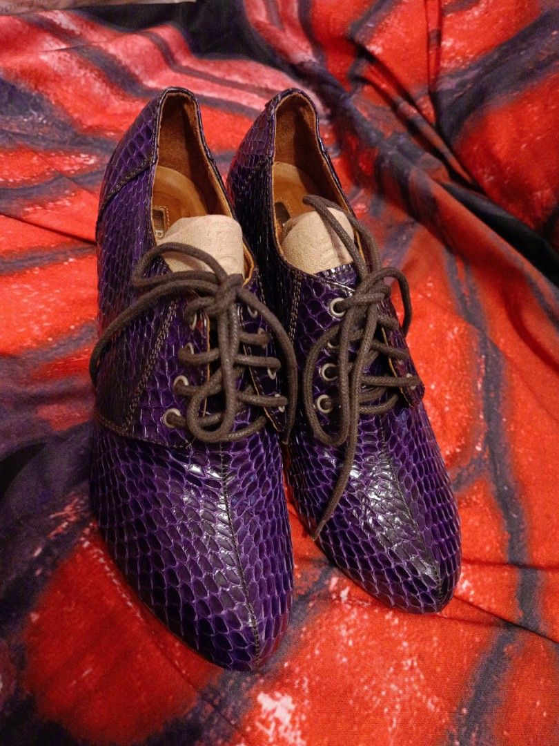 Rare purple snakeskin Belle Oxford Heels Carousell