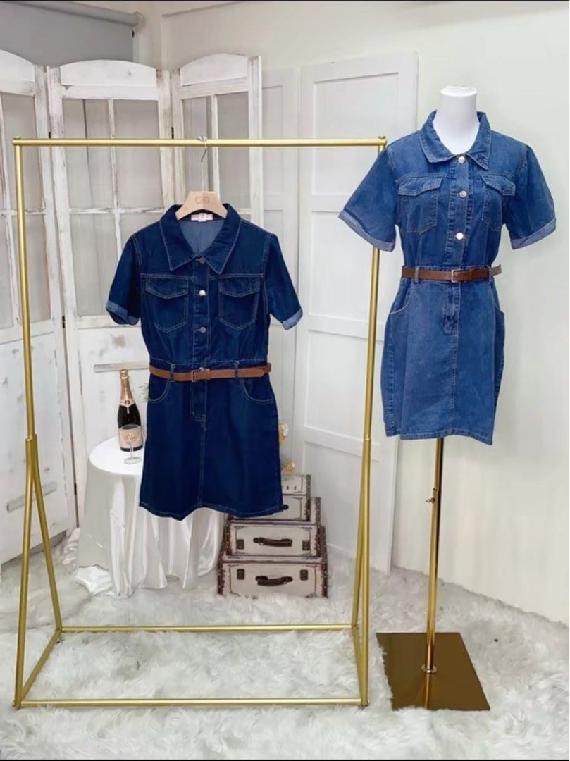 Rebecca Denim Casual Dress With Belt Women s Fashion Dresses