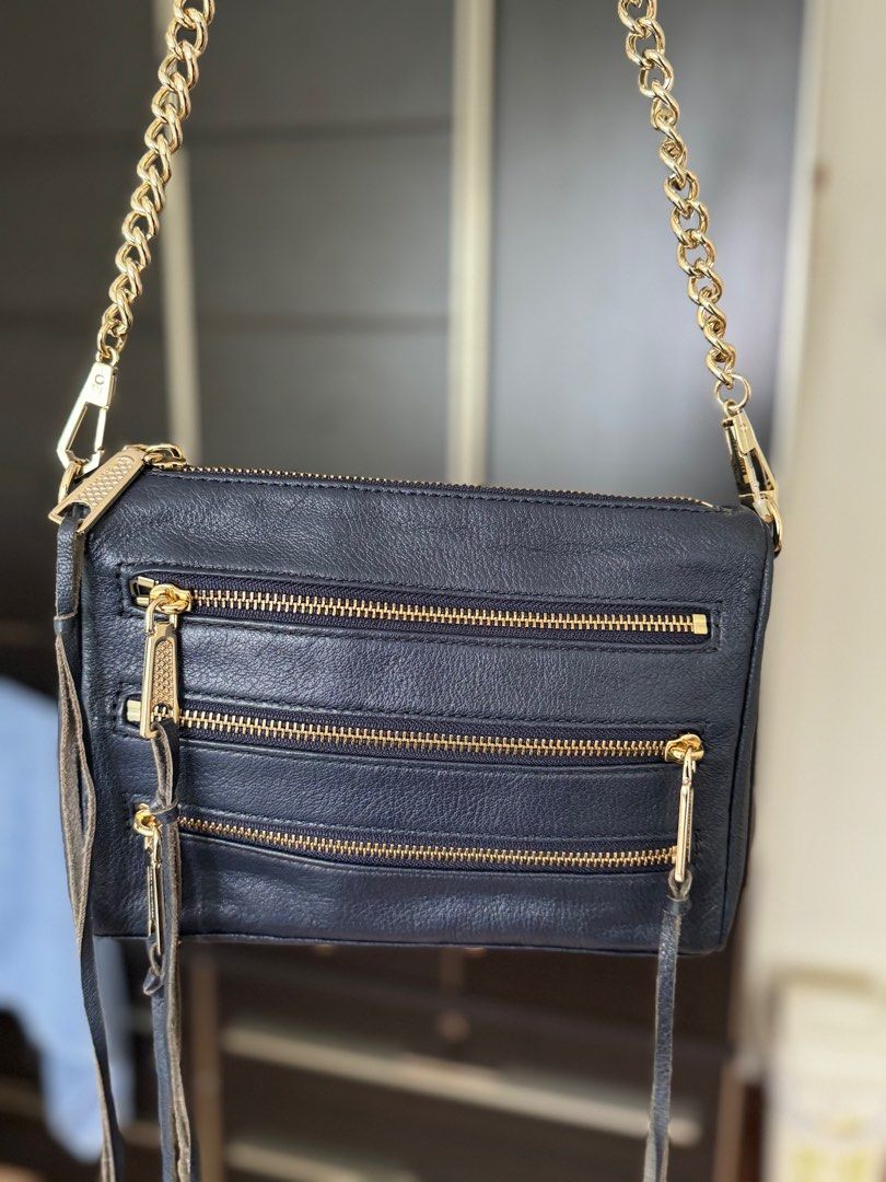 Rebecca Minkoff 5 Zip Leather bag in navy blue
