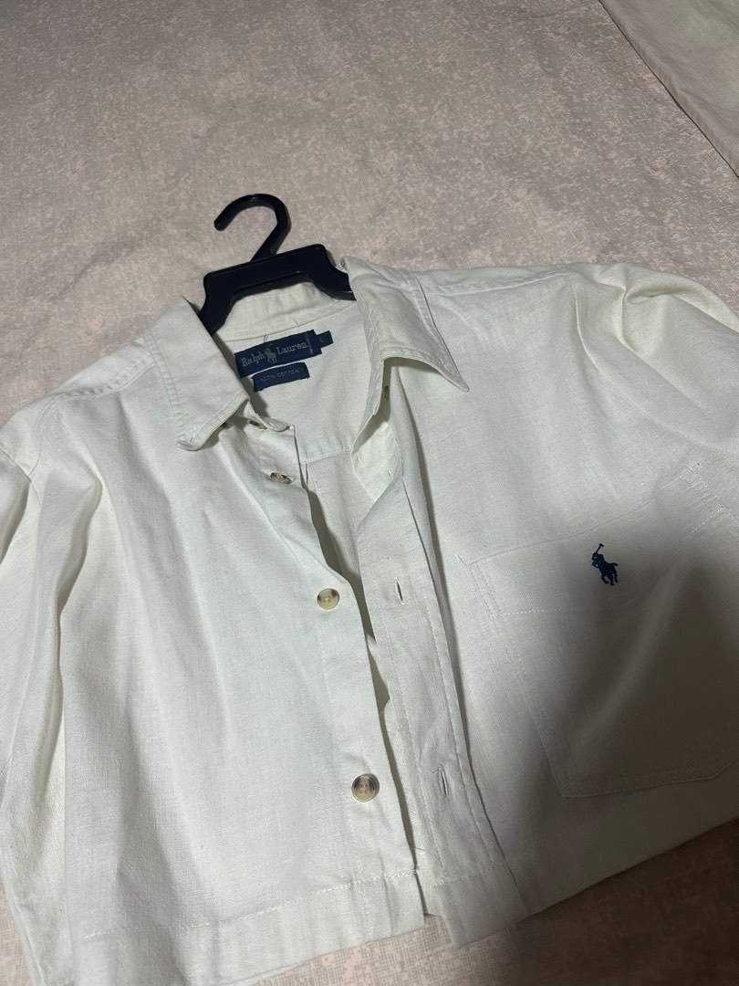 Reworked Ralph Lauren Crop Shirt Men s Fashion Tops Sets