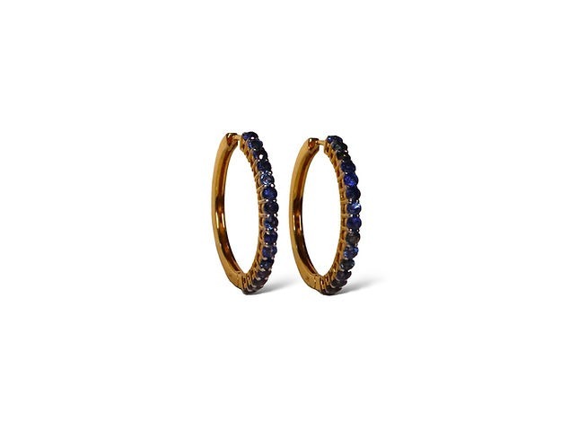 Round Shaped Sapphire Hoop earring Women s Fashion Jewelry