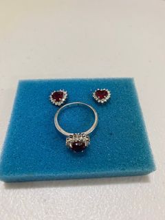 Ruby with diamonds  terno (earrings and ring)
