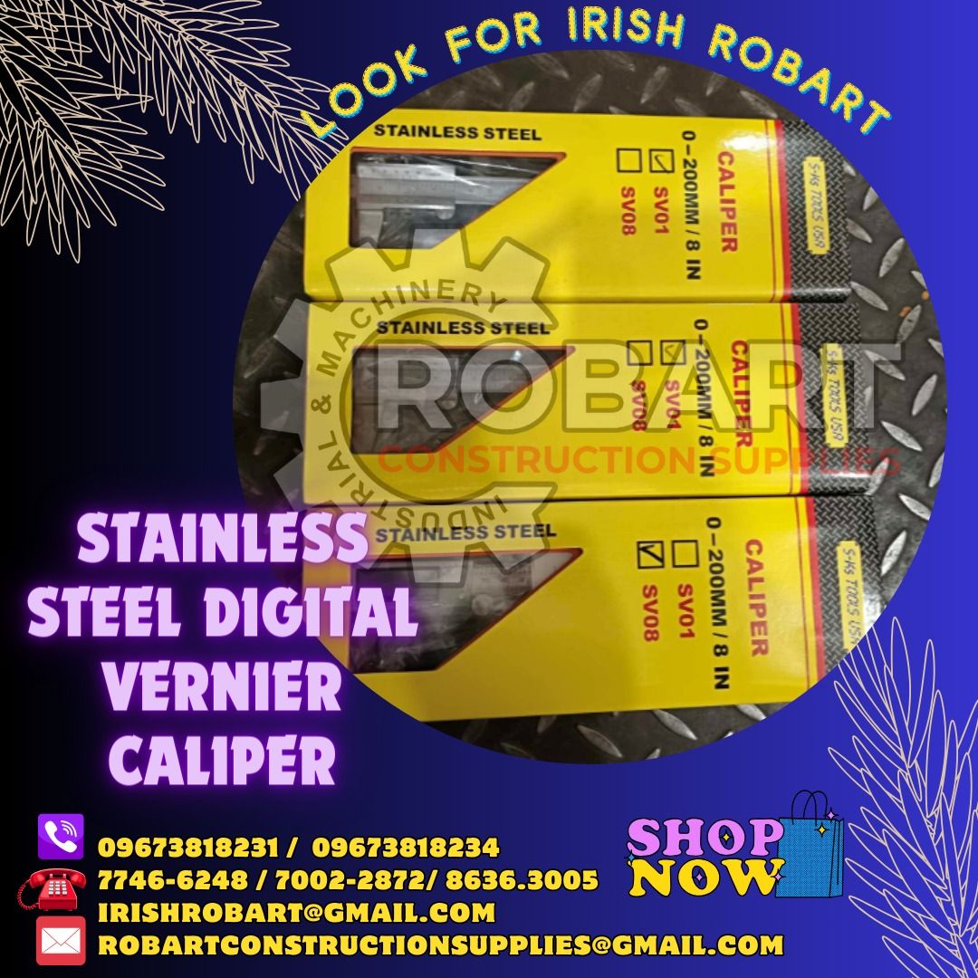 Stainless Steel Digital Vernier Caliper (Category: Construction Tools & Equipment) located in Manila. Submitted by irishrobart_22 (Listing ID 1282227691, Image 1). Description: Stainless Steel Digital Vernier Caliper Size: 8" SEND US MESSAGE FOR INQUIRIES ‼️‼️ LOOK FOR IRISH ROBART VBR : 0 9 6 7 3 8 1 8 2 3 1/ 0 9 6 7 3 8 1 8 2 3 4 LANDLINE 8-6 3 6 3 0 0 5 / 7 7 4 6 -6 2 4clevis hanger 8 / 7 0 0 2-2 8 7 2 GMAIL: I R I S H R O B A R T @ G M A I L 