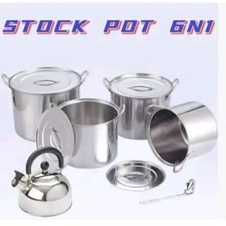 Stock pot cookware with kettle set