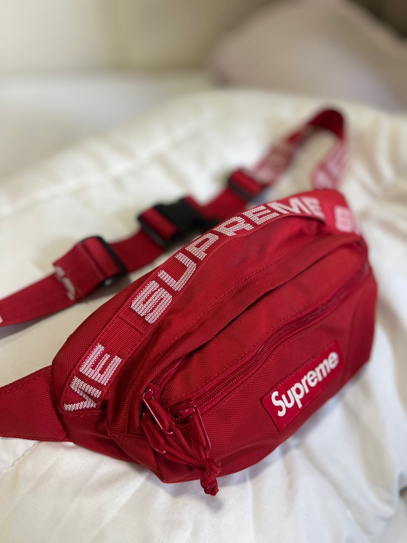 Supreme waist bag SS18 red Men s Fashion Bags Belt bags Clutches and Pouches on Carousell