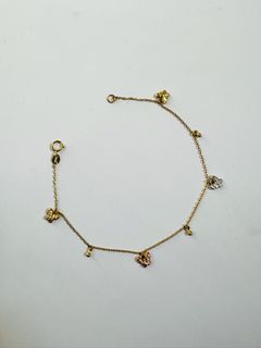 Tri color 18k gold dainty butterfly bracelet