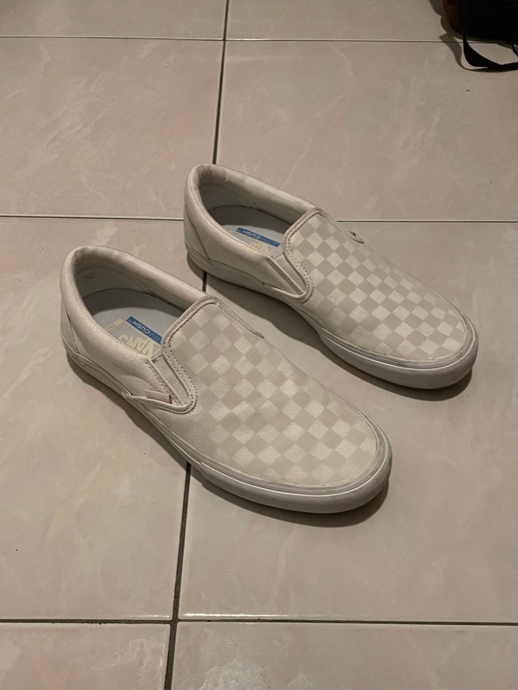 White reflective checkered vans on sale