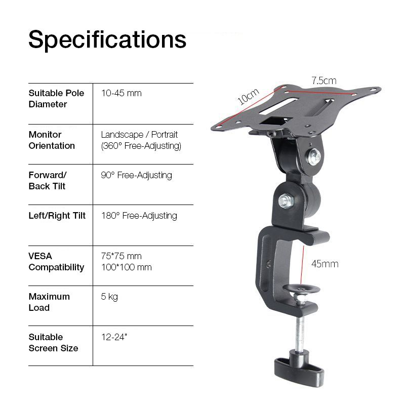 VESA Monitor / Laptop Tray Clamp for Desk Partitions / Poles, Computers & Tech, Parts