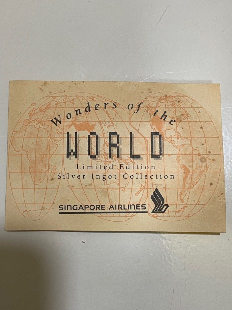 Vintage SIA Silver Ingots (Wonders of the World) by Singapore