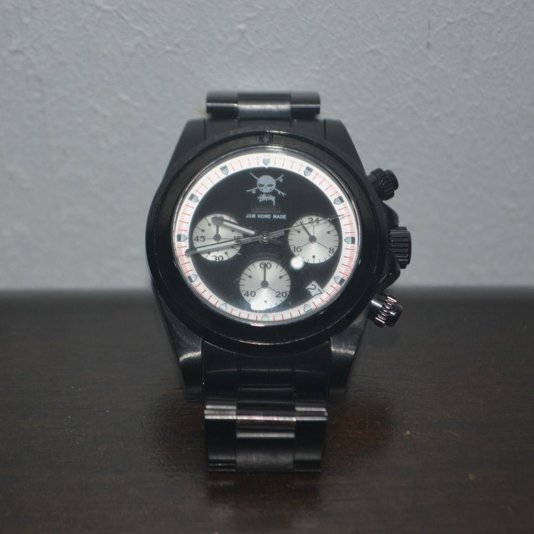 Vintage Stussy X Jam Home Made Chronograph Watch Black