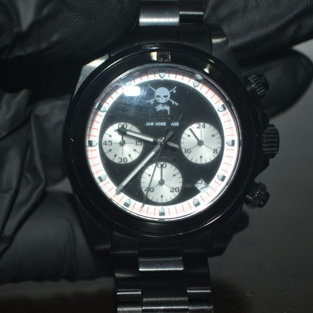 Vintage Stussy X Jam Home Made Chronograph Watch - Black