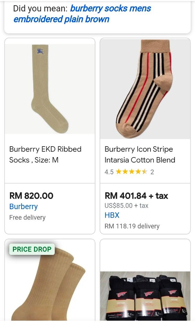 Burberry socks cheap price