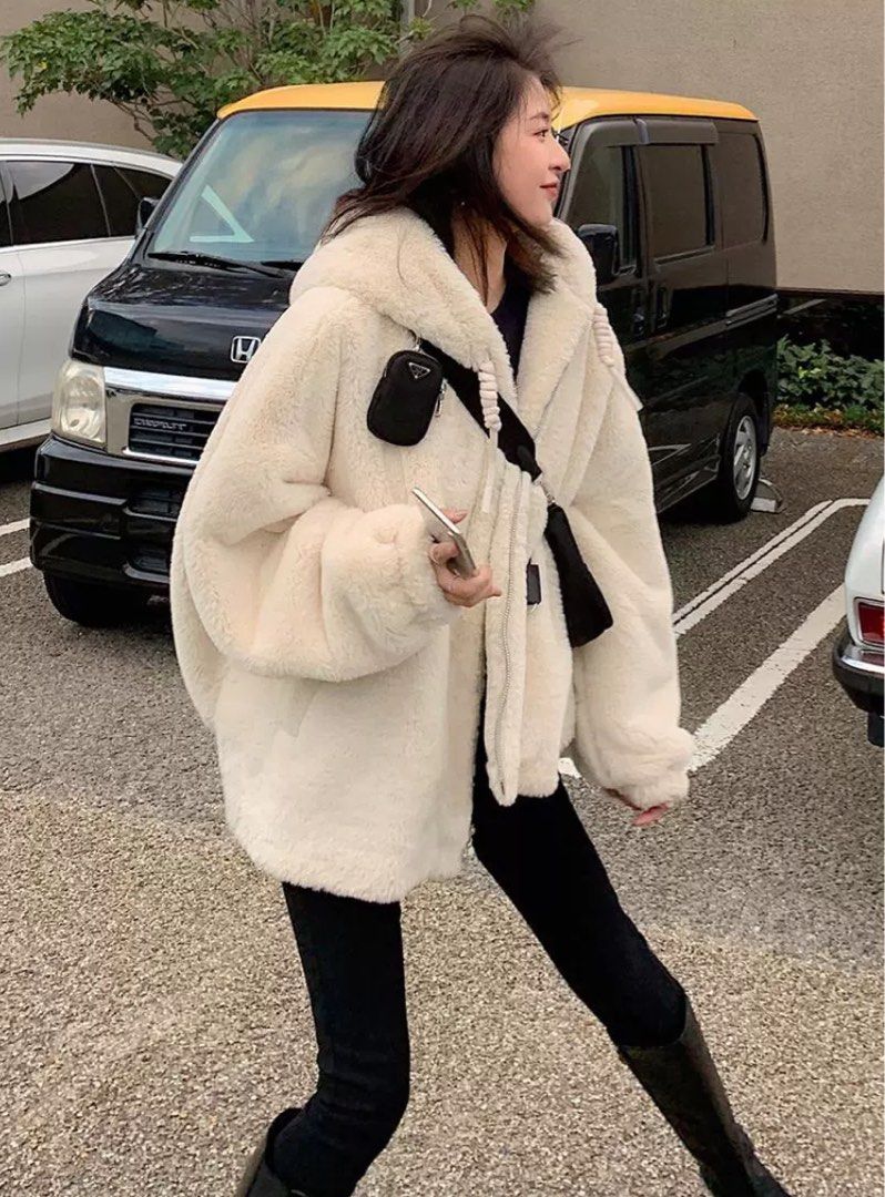White Faux Fur Coat Women s Fashion Coats Jackets and Outerwear