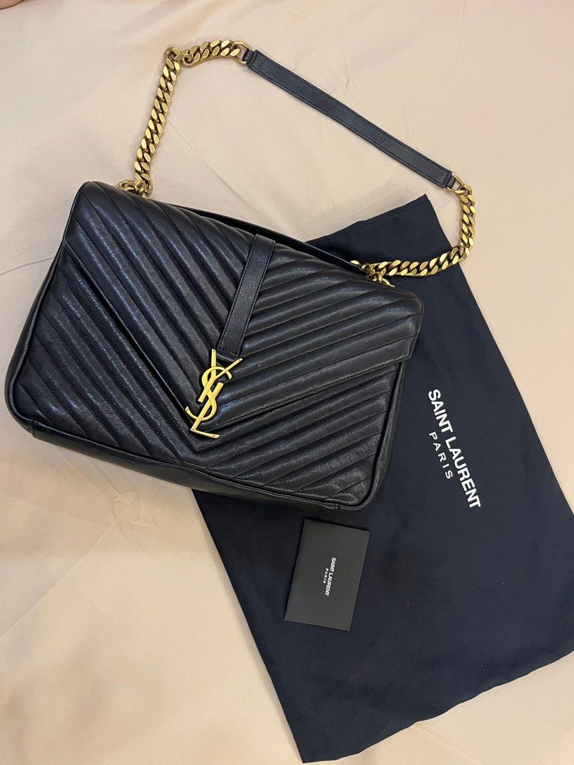YSL College Large Avec Band (Category: Luxury Bags & Wallets) located in Manila. Submitted by cccuyyy (Listing ID 1282300941, Image 1). Description: Authentic YSL College Large Avec Band. Only used handful of times. Good as new. Comes with the original dust bag and authenticity envelope..