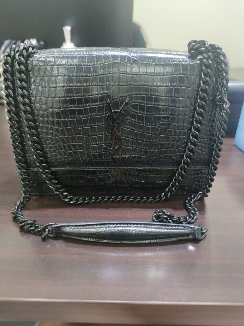 Ysl sunset store bag crocodile