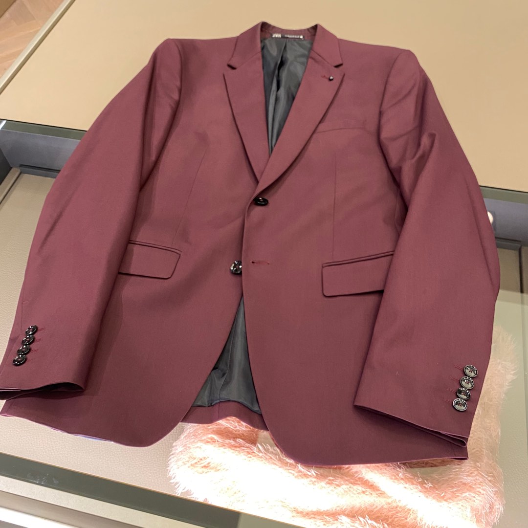 Zara Burgundy Suit Fesyen Pria Pakaian Lainnya di Carousell