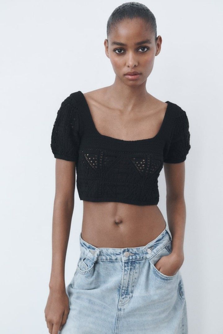 Zara crochet hot sale crop top