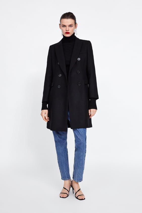 Zara double breasted wool coat on sale