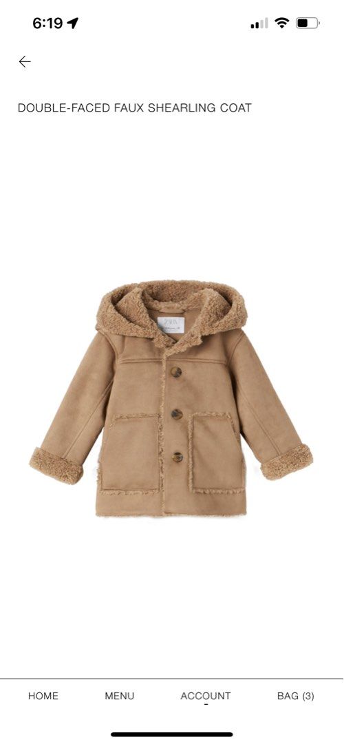 double faced faux shearling coat zara